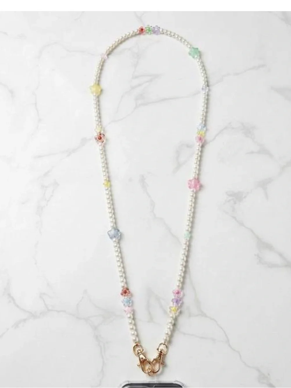 Pearl beaded phone sling chain